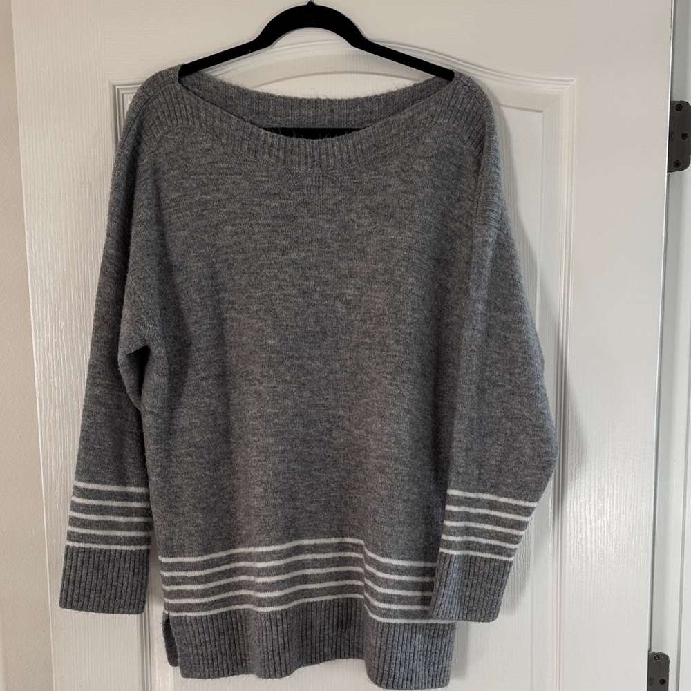 Gray Striped Women's Sweater